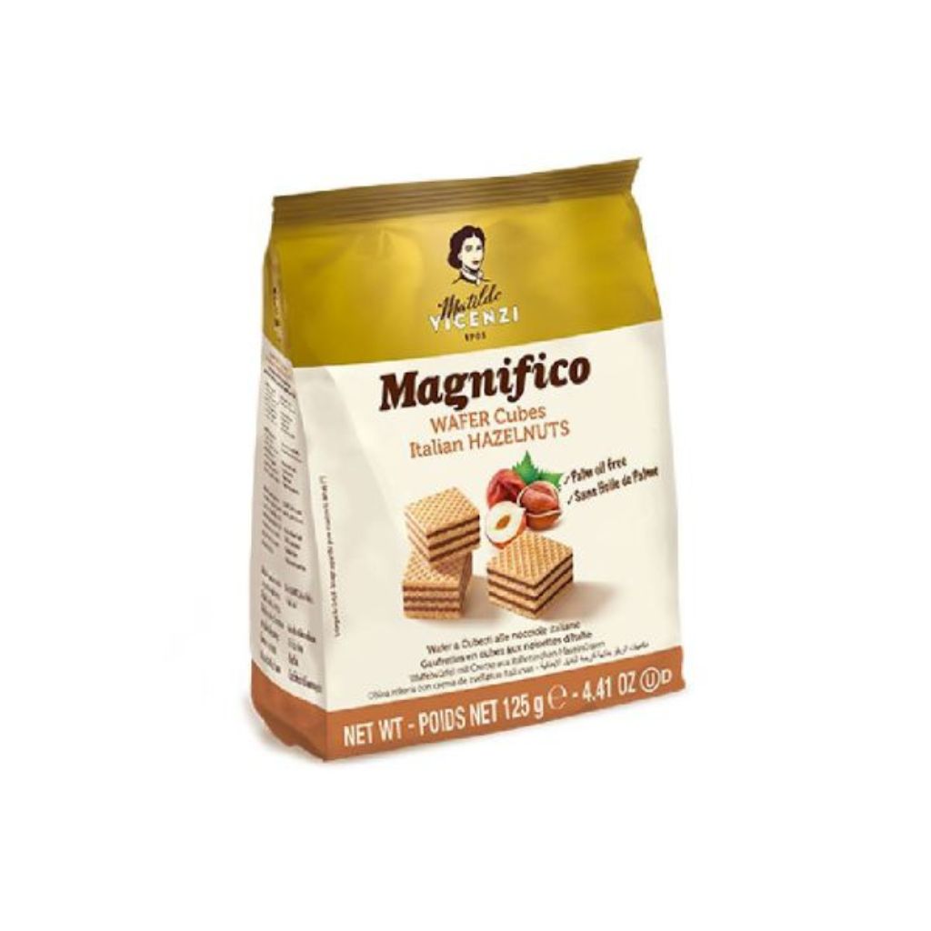 Wafelki z kremem orzechowym Magnifico Wafer a Cubetti alla Nocciola 125g Matilde Vicenzi - obrazek 1