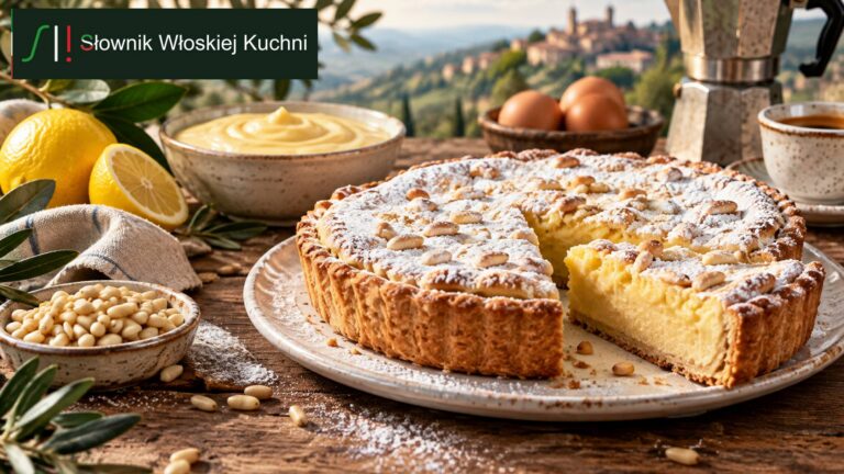 Torta della nonna – włoska tarta z kremem i orzeszkami piniowymi